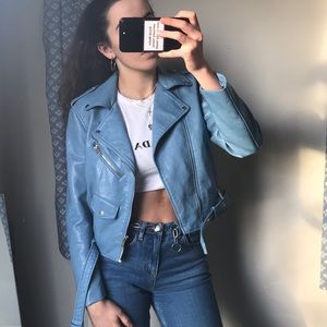 zara blue biker jacket